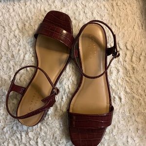 Burgundy Crocodile look sandals